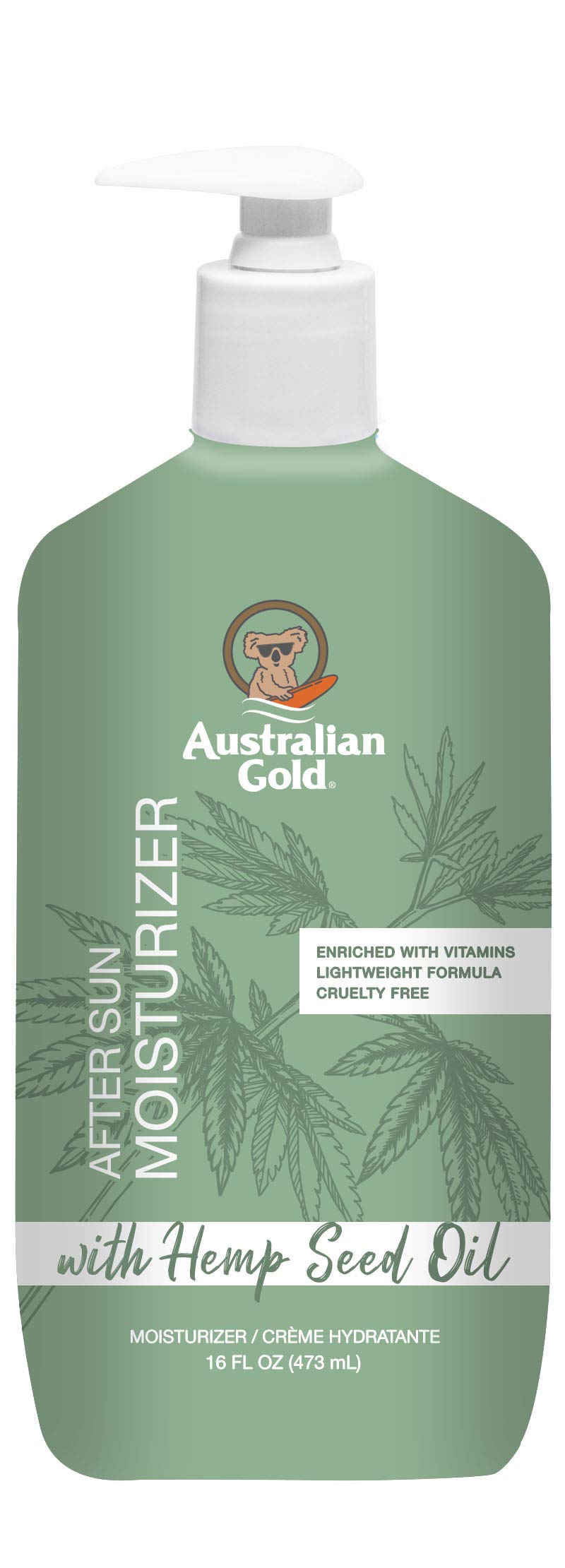 Australian Gold front bottle view showing label and calming benefits