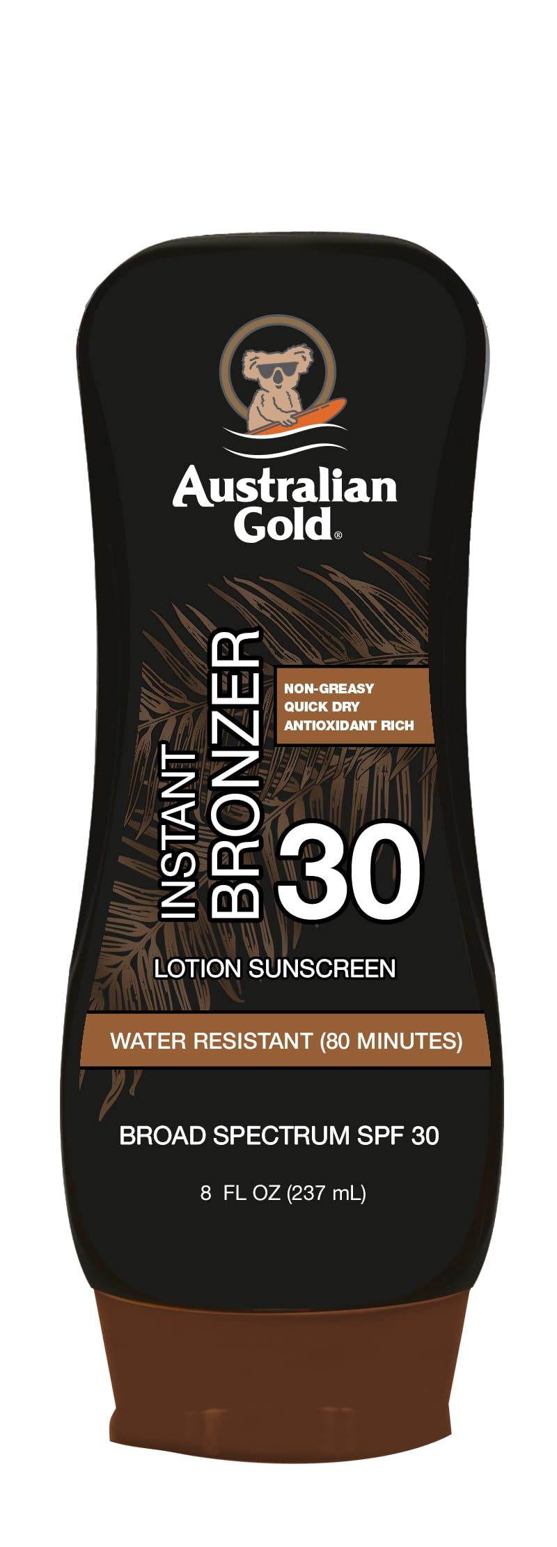 Australian Gold front bottle showing SPF 30 and coconut scent benefit
