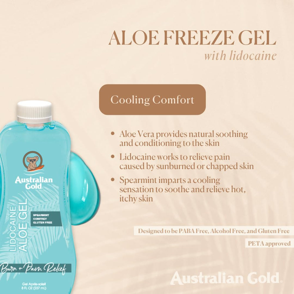 Australian Gold pump dispensing gel with fast-absorbing cooling relief