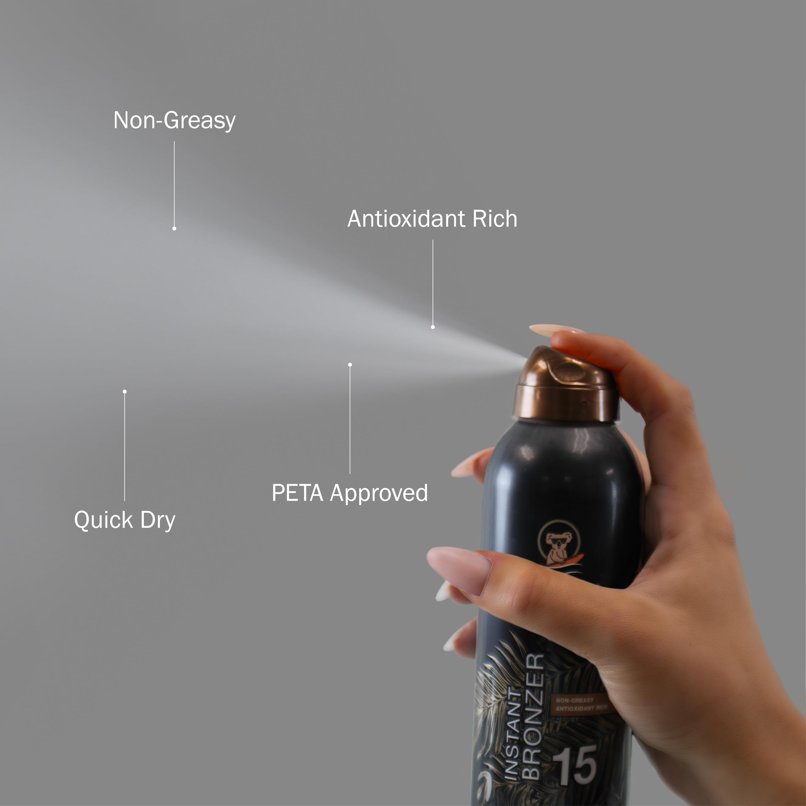 Australian Gold continuous spray nozzle close-up for easy, even application