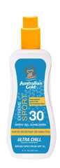 Australian Gold front packaging showing SPF 30 and sport benefits