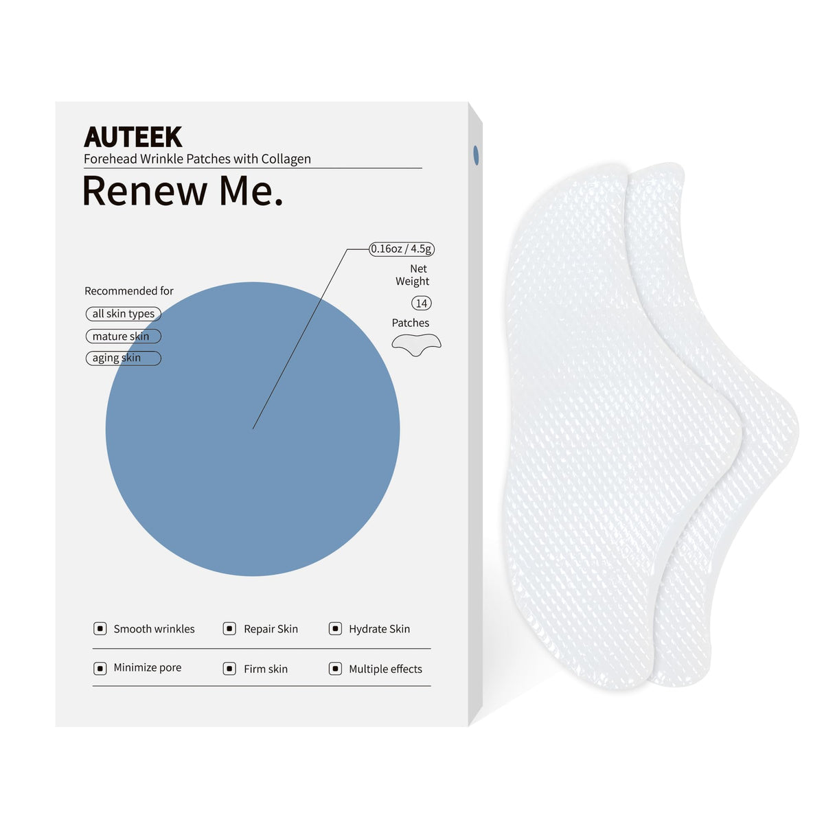 Auteek front packaging showing 14-patch overnight set and benefits