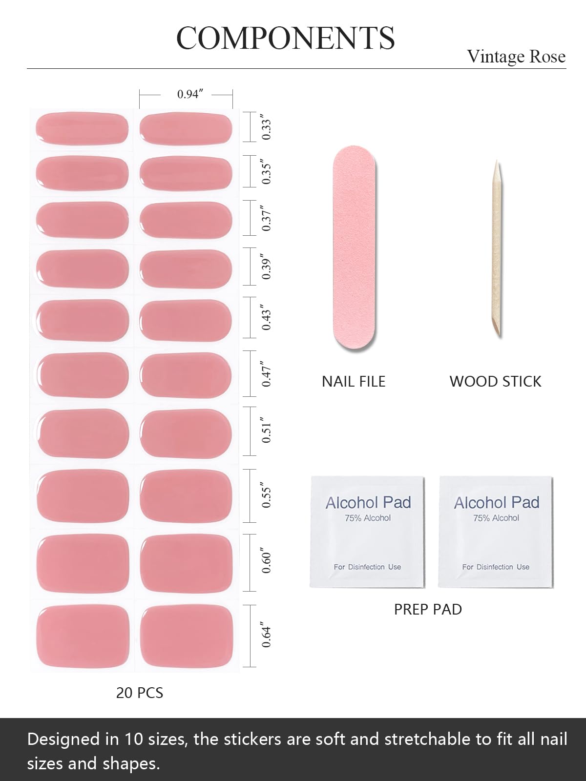 AutyaMee nail kit with prep pad file and stick illustrating easy application