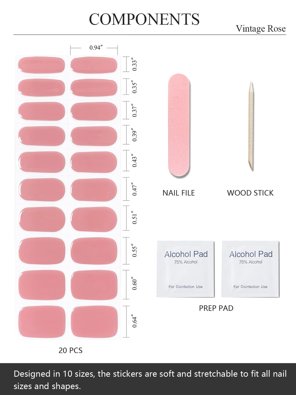 AutyaMee nail kit with prep pad file and stick illustrating easy application