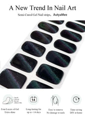 AutyaMee application tools and strips arranged showing quick at-home manicure benefit