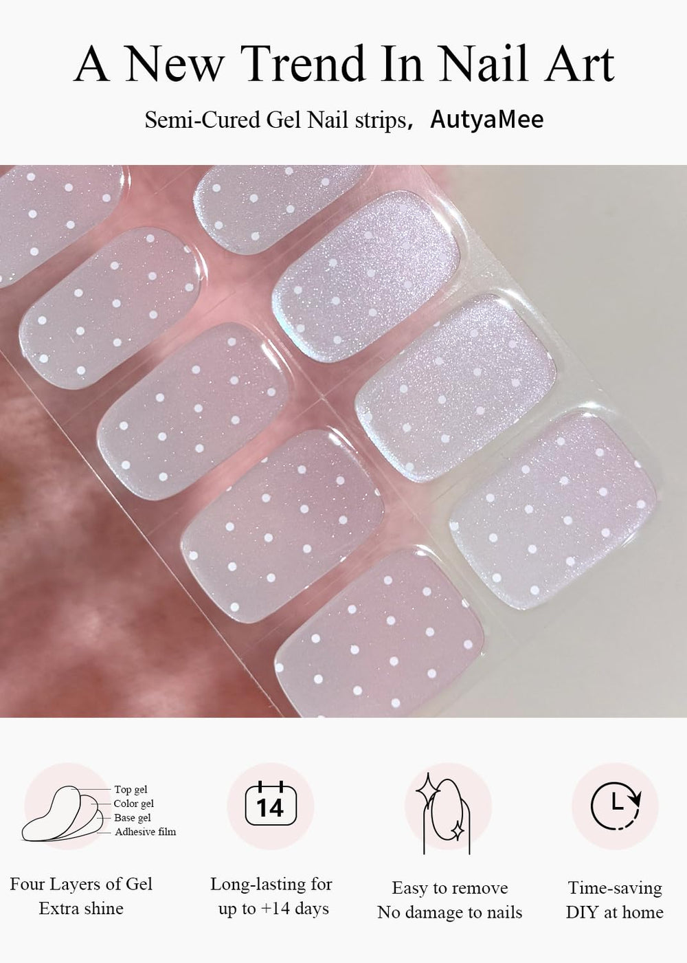 AutyaMee included nail file wooden stick and prep pads for precise application and removal
