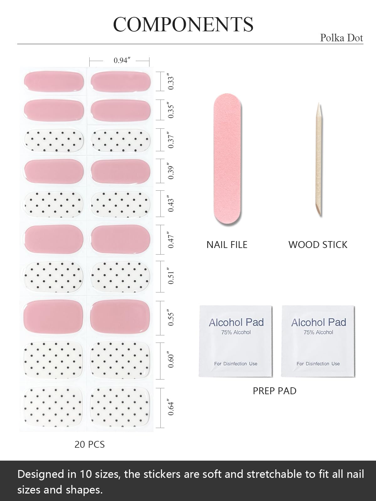 AutyaMee included tools image with prep pads file and wooden stick for precise manicure prep