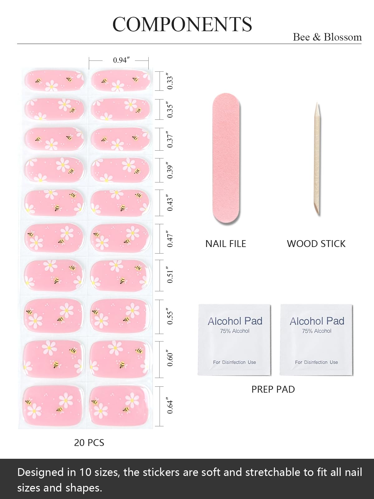 AutyaMee toolkit with prep pads, wooden stick and file for precise application