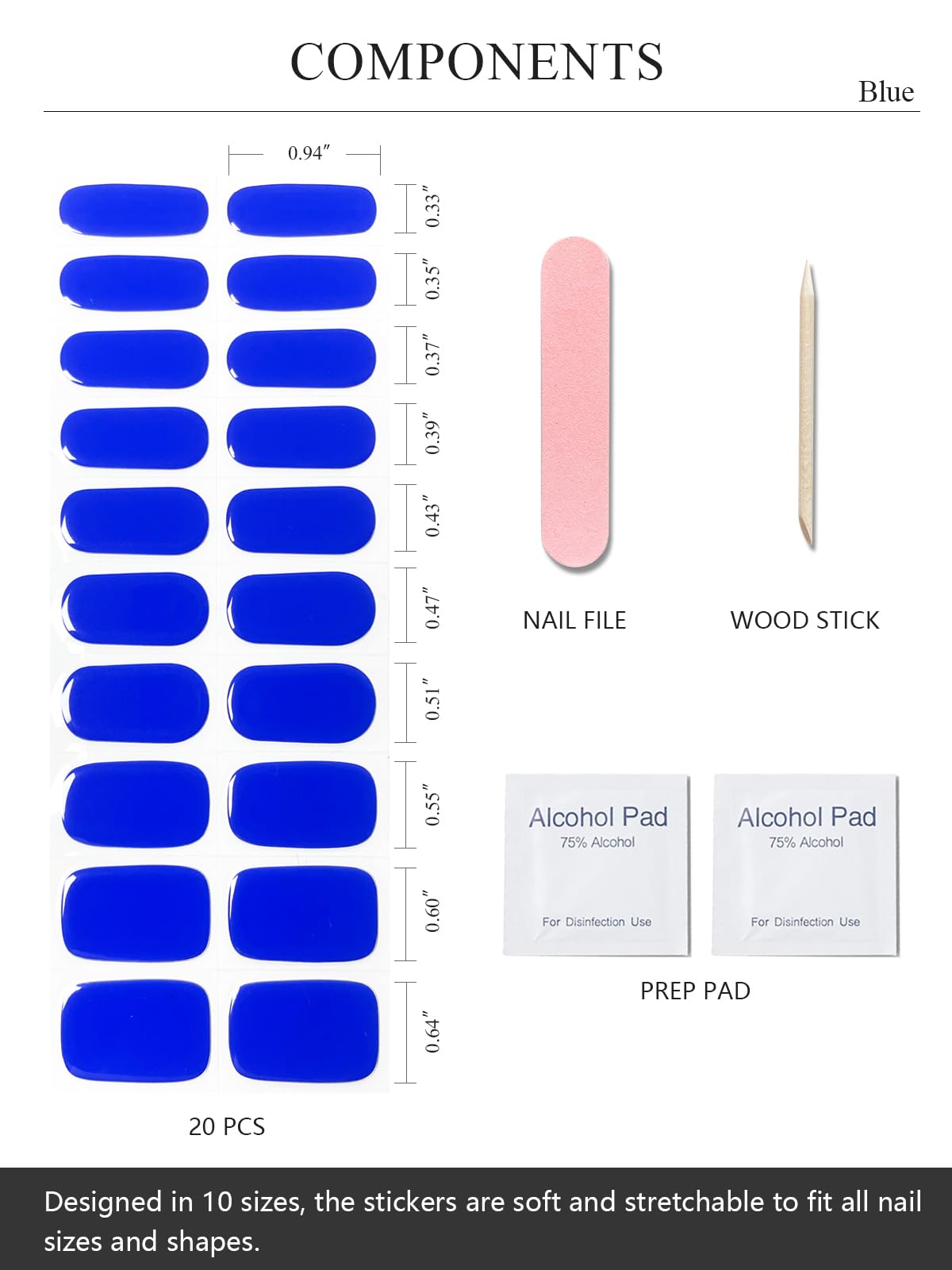 AutyaMee kit contents laid out with file and prep pads showing completeness for at-home use