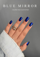 AutyaMee close-up of chrome gel texture revealing reflective blue depth