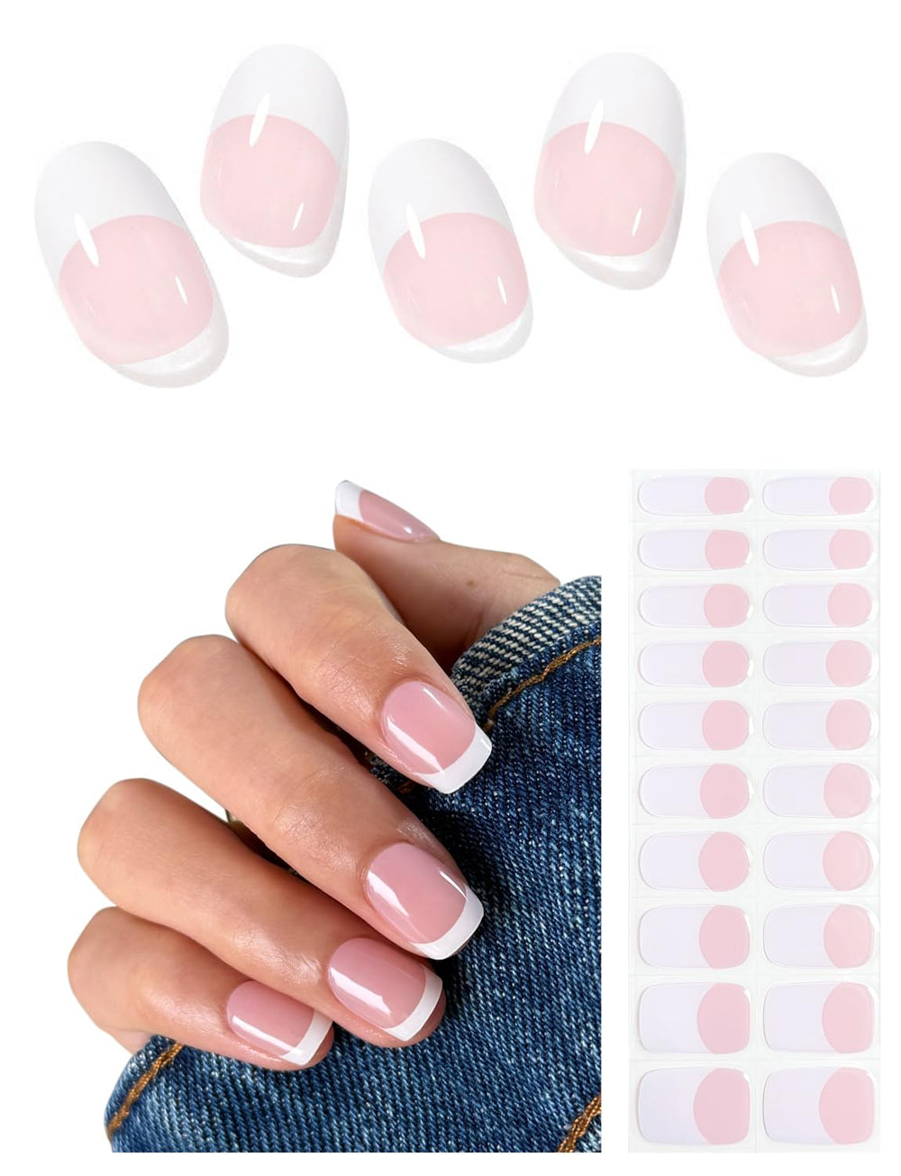 AutyaMee front packaging showing 20-piece French nail strip kit and included tools for convenience