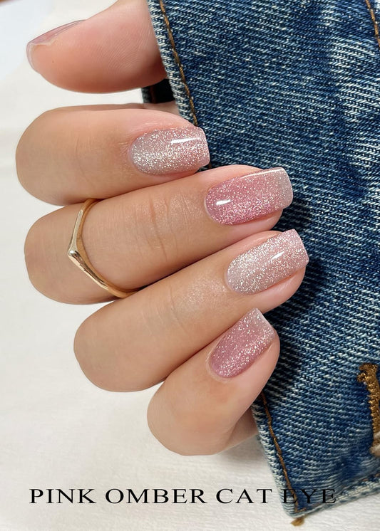 AutyaMee close-up of pink ombre cat-eye shimmer demonstrating depth and shine