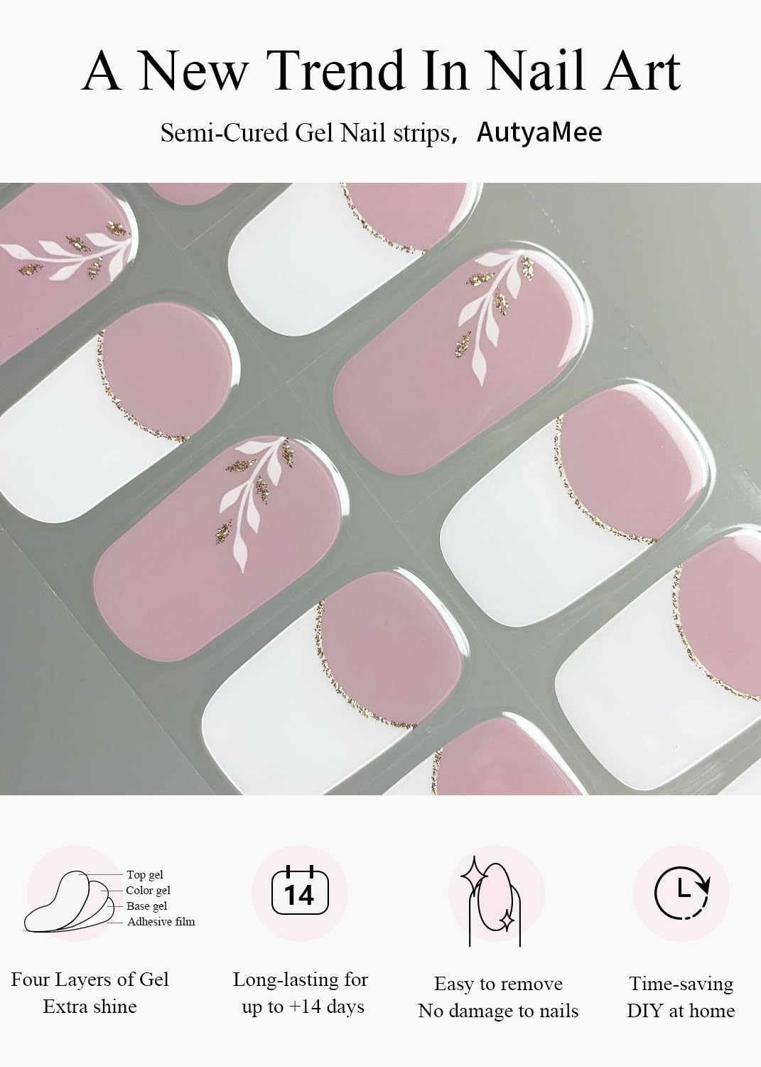 AutyaMee fully cured manicure glossy finish showcasing durable salon-grade result