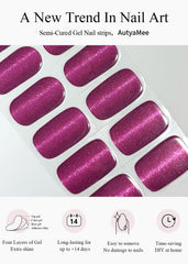 AutyaMee nail strip curing under LED lamp for glossy finish