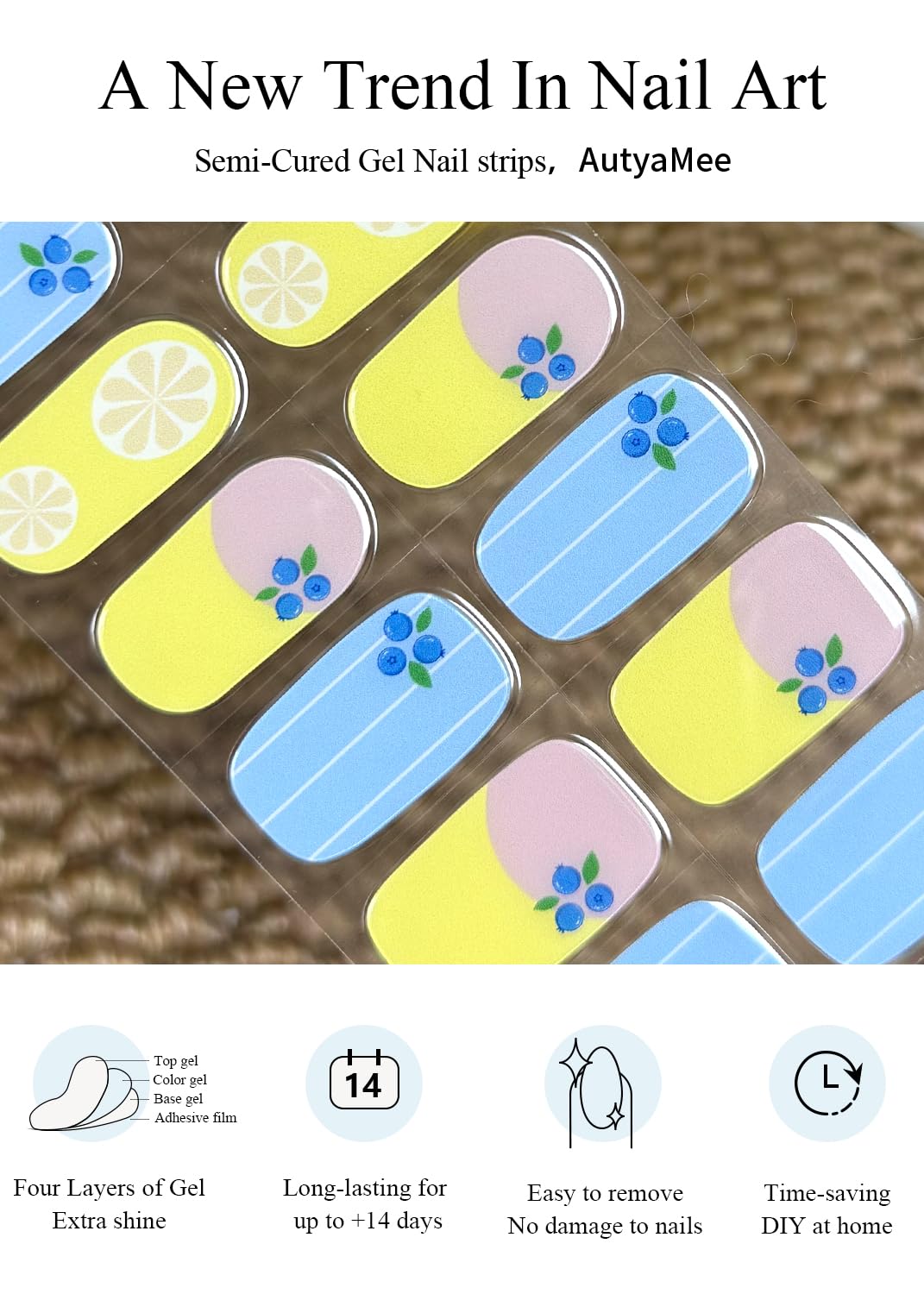 AutyaMee kit tools laid out with prep pads, file, and stick for precise application benefit