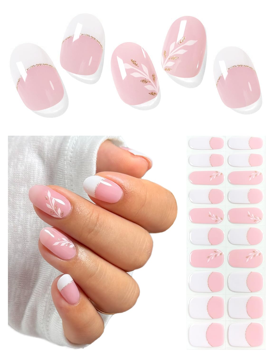 AutyaMee front packaging showing white French flower design and gold glitter benefits long-lasting style