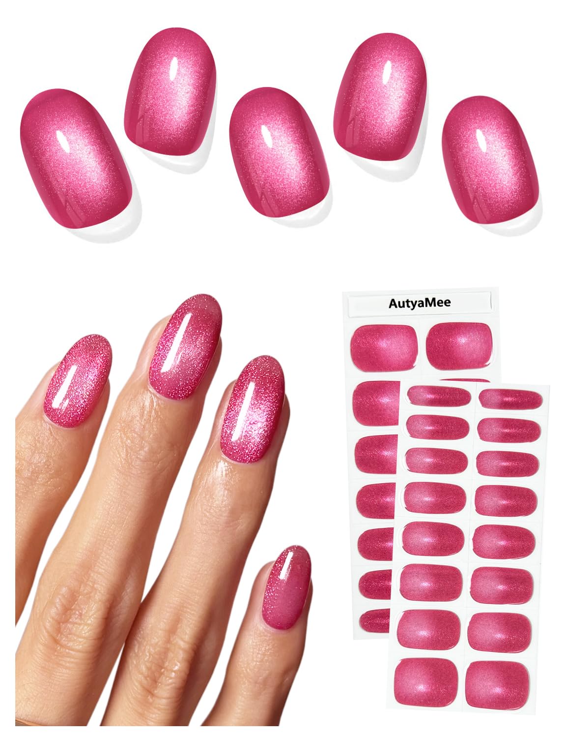 AutyaMee front packaging showing hot pink cat eye kit and contents for quick application
