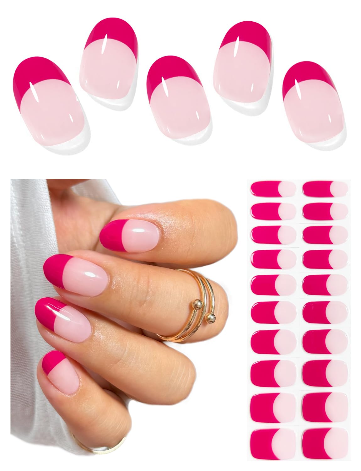 AutyaMee front packaging showing hot pink French strips and included tools for easy application