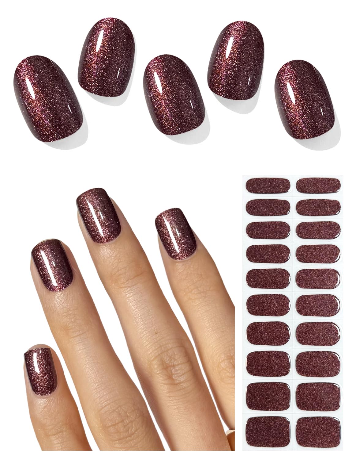 AutyaMee front packaging showing glitter umber strips and included tools for easy use