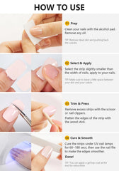 AutyaMee hand scale comparison showing strip sizes and a natural, long-lasting manicure