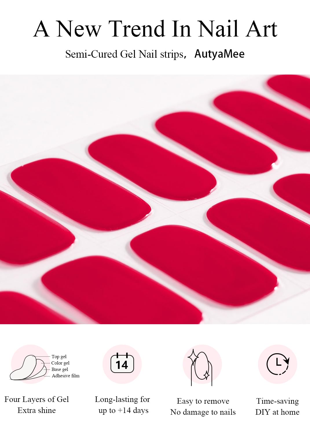 AutyaMee strips cured under UV lamp delivering glossy, long-lasting nails