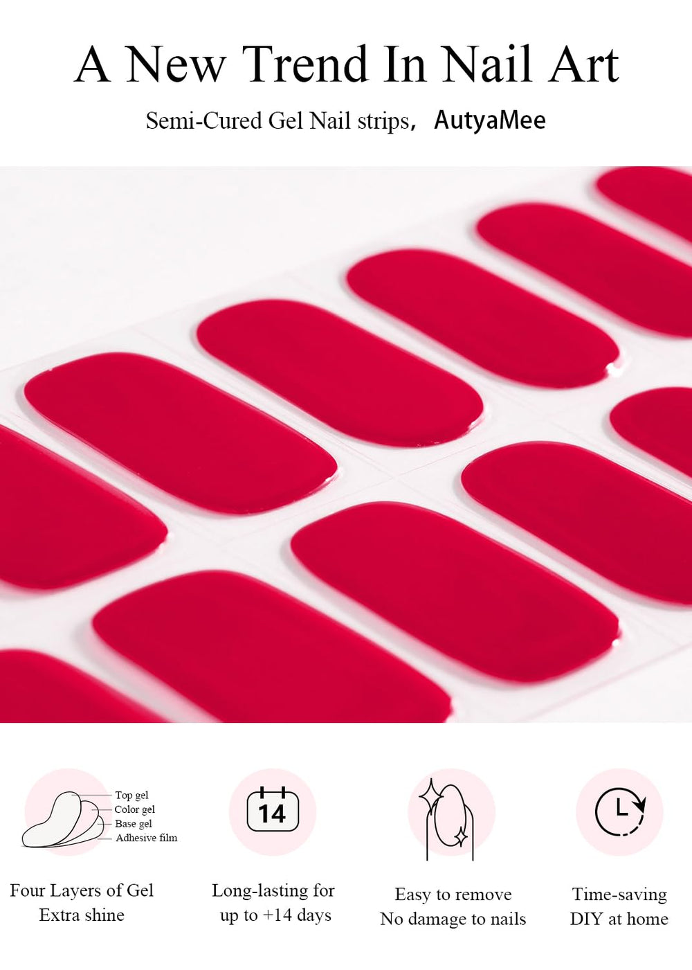 AutyaMee strips cured under UV lamp delivering glossy, long-lasting nails