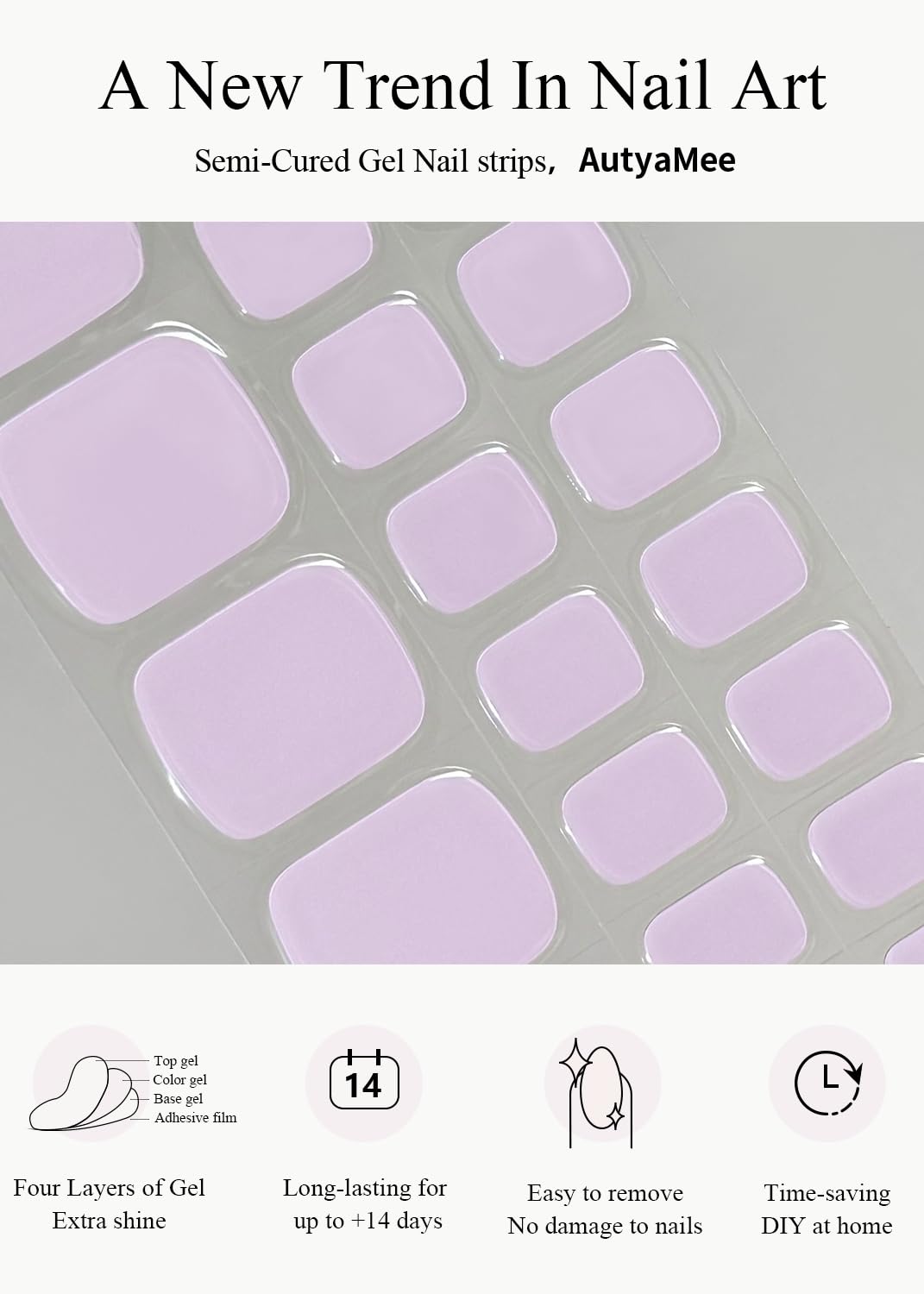 AutyaMee kit tools laid out with file wooden stick and prep pads for simplified application