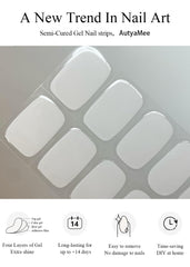AutyaMee strips curing under LED lamp demonstrating quick hardening and long-wear benefit