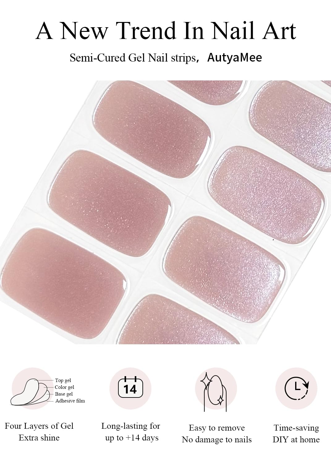 AutyaMee nail strips curing under LED lamp for durable glossy salon finish