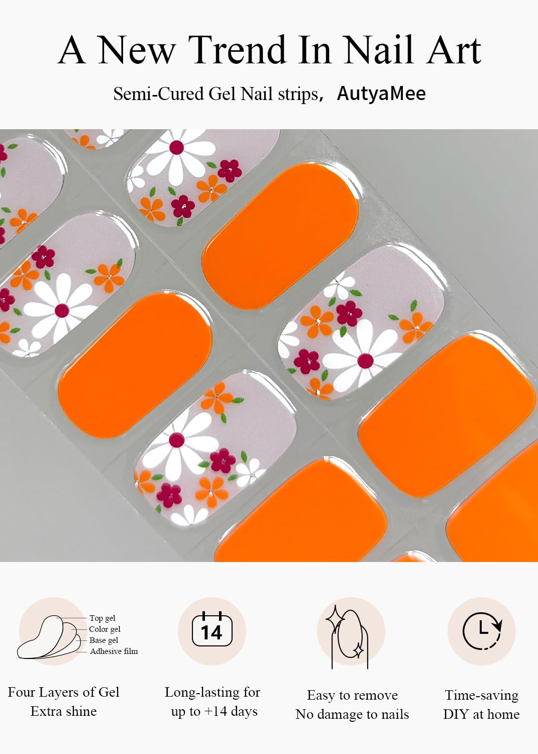AutyaMee strips being applied on hand model demonstrating fast salon-quality finish