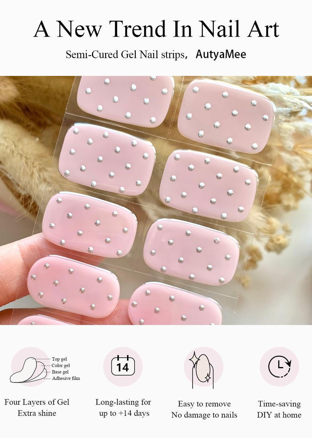 AutyaMee applied on hand in lifestyle scene showing durable glossy manicure benefit