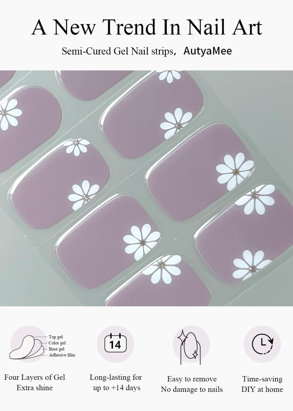 AutyaMee kit tools with prep pads, nail file and wooden stick for precise application