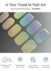 AutyaMee gel strips curing under UV lamp producing glossy, durable salon-quality finish