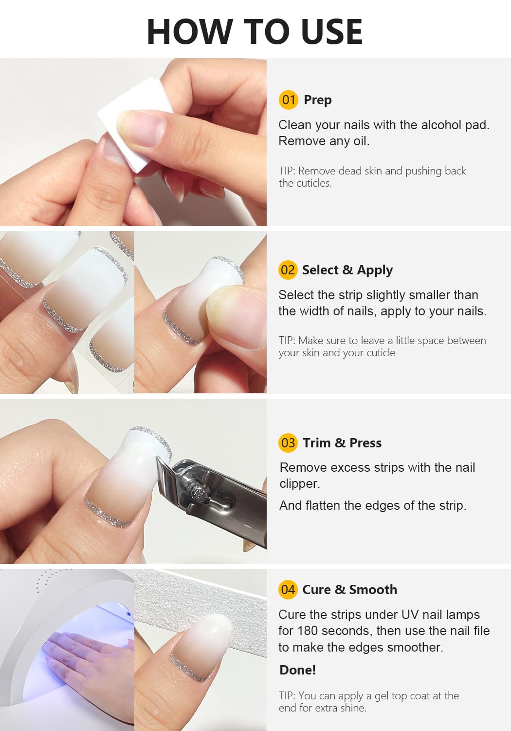AutyaMee strips curing outdoors in sunlight to illustrate quick sun-cure option and shine
