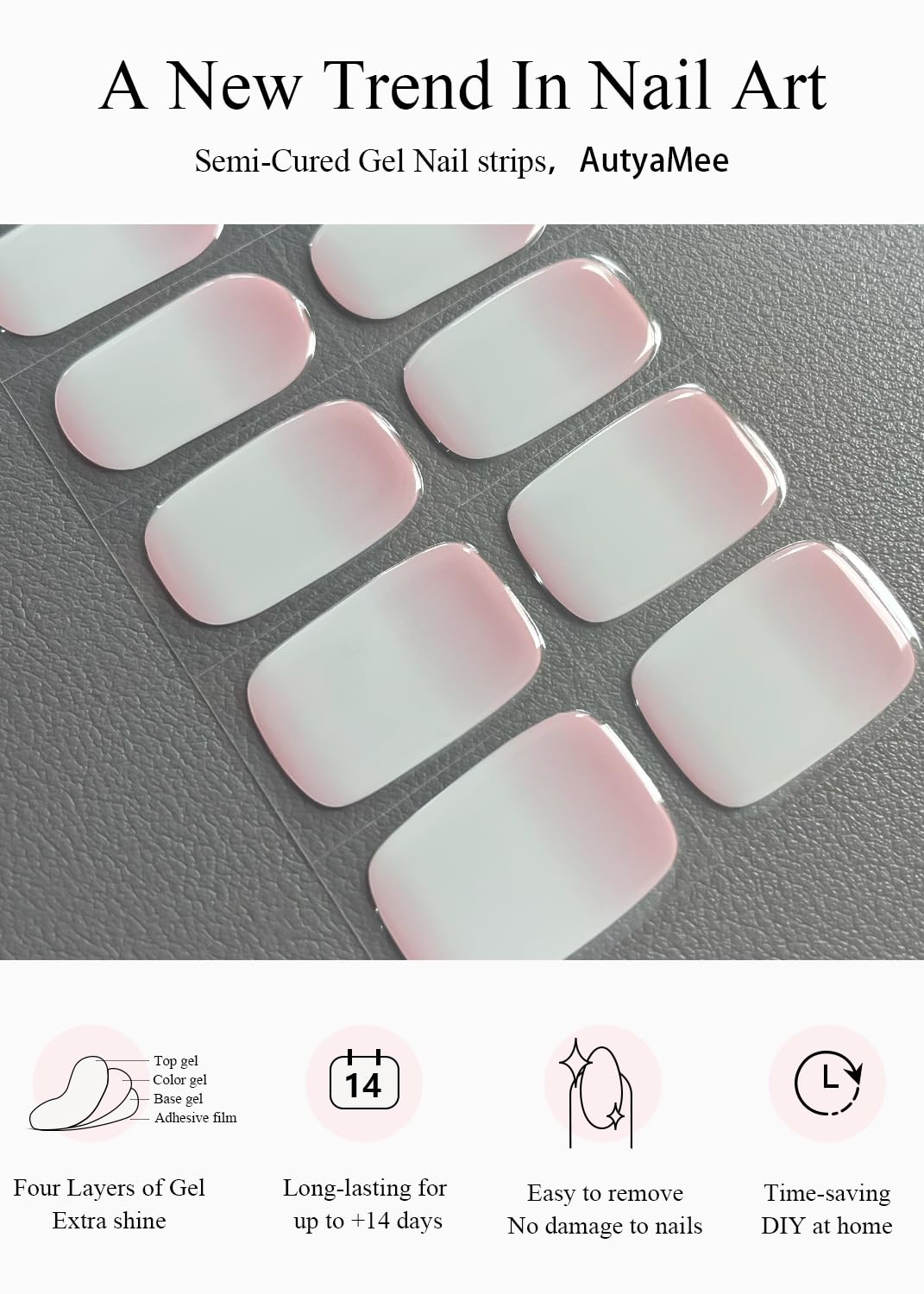 AutyaMee strips curing under UV lamp showing quick salon hardening