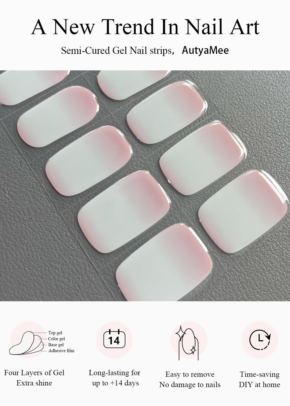 AutyaMee strips curing under UV lamp showing quick salon hardening