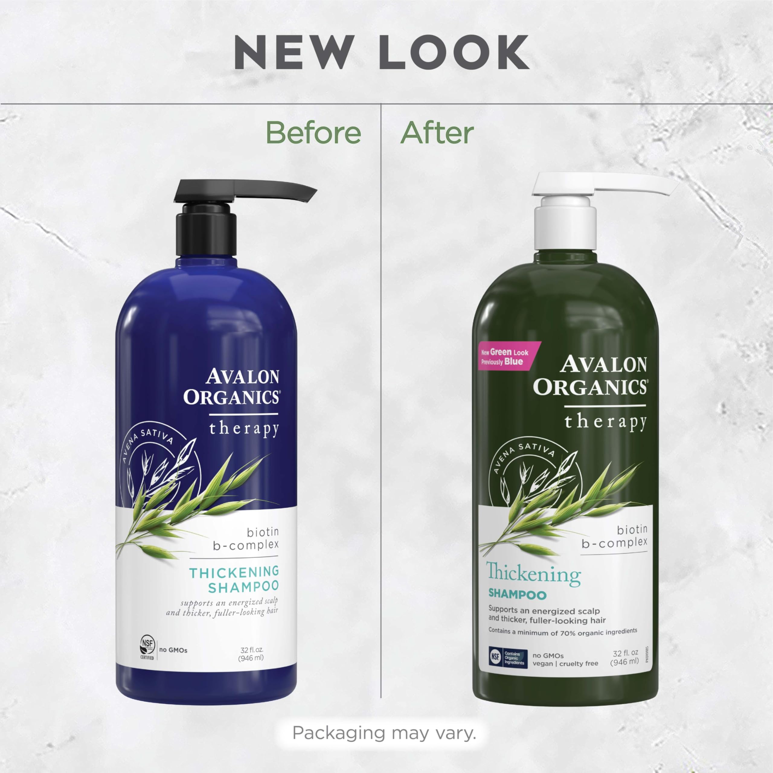 Avalon Organics recycled bottle label highlighting 100% recycled packaging sustainability benefit