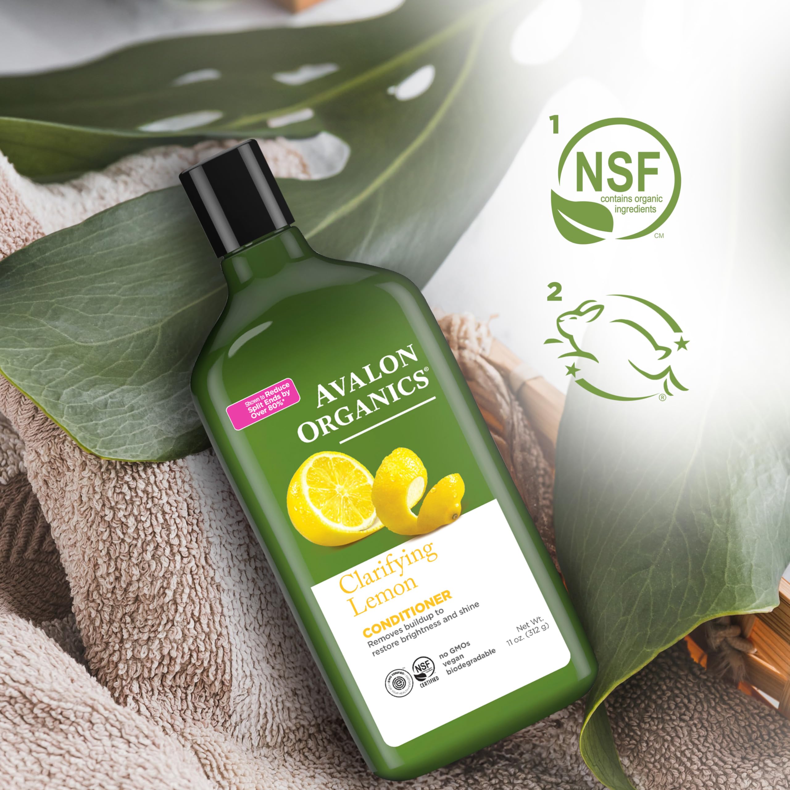 Avalon Organics conditioner in shower setting demonstrating daily-use benefit