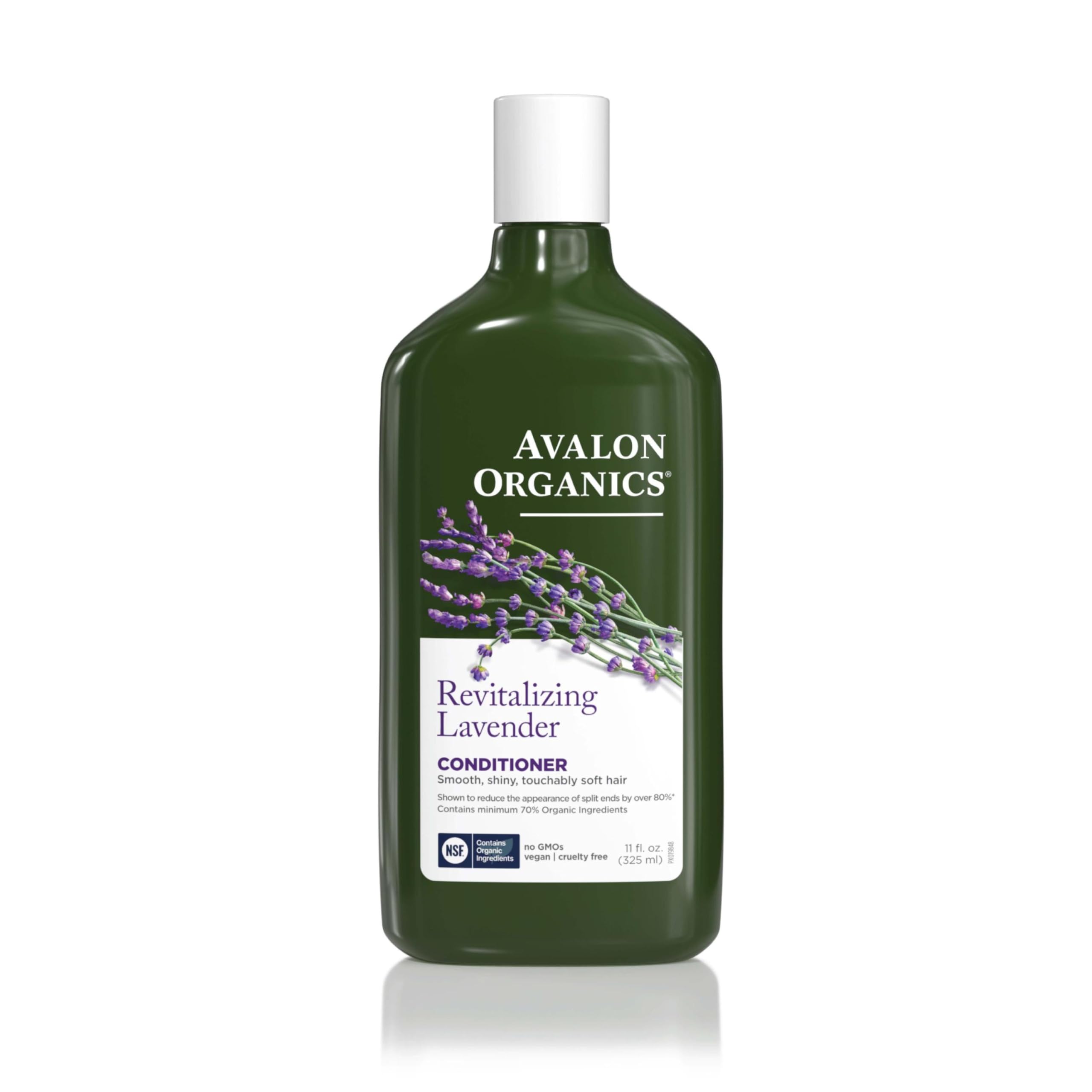 Avalon Organics front bottle view showing lavender conditioner and clean packaging benefit