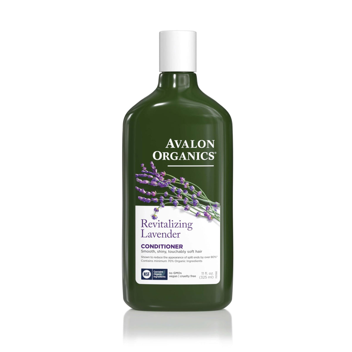 Avalon Organics front bottle view showing lavender conditioner and clean packaging benefit