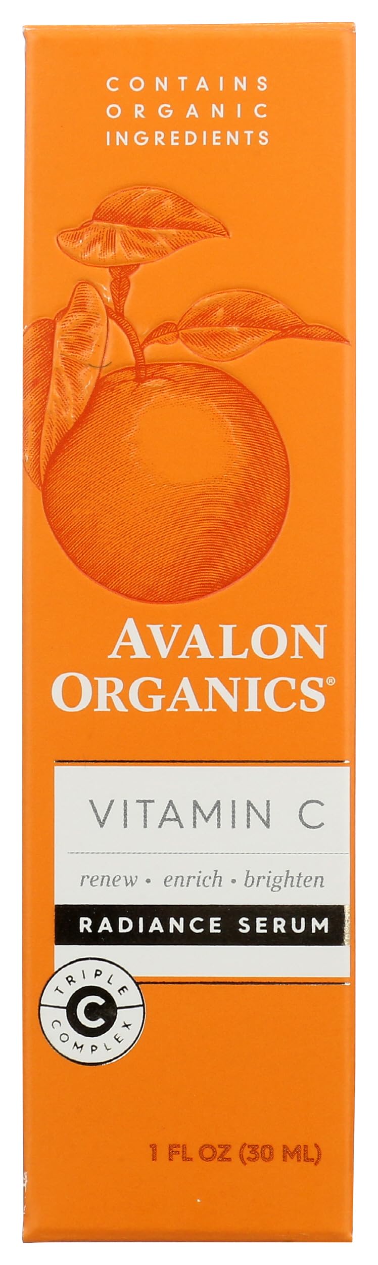 Avalon Organics front packaging showing 1 oz bottle and label benefits
