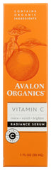 Avalon Organics front packaging showing 1 oz bottle and label benefits