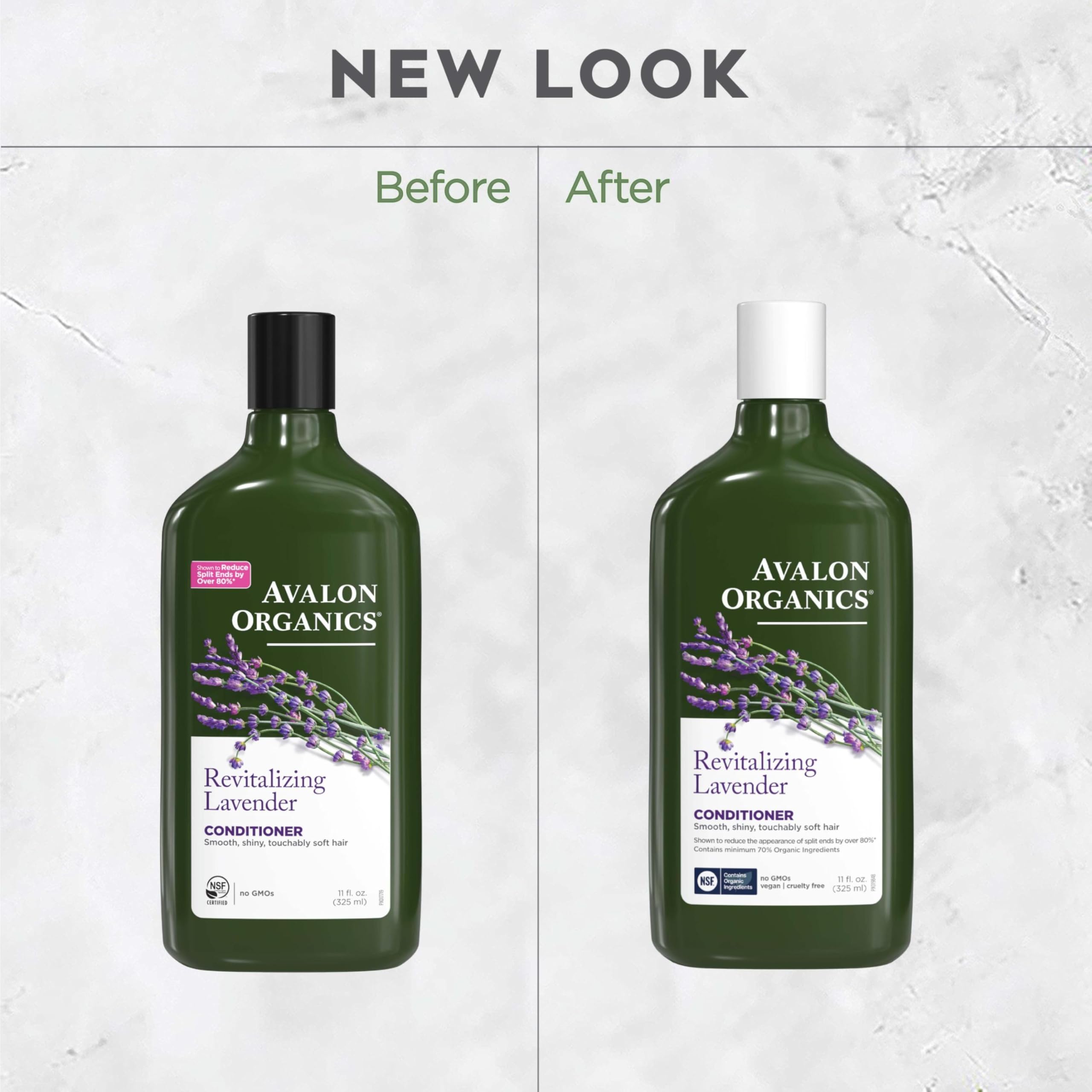 Avalon Organics 11 fl oz bottle next to common objects to show true size and travel readiness