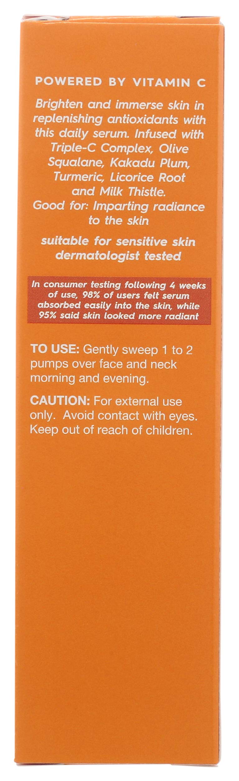 Avalon Organics serum texture on hand highlighting lightweight absorbency