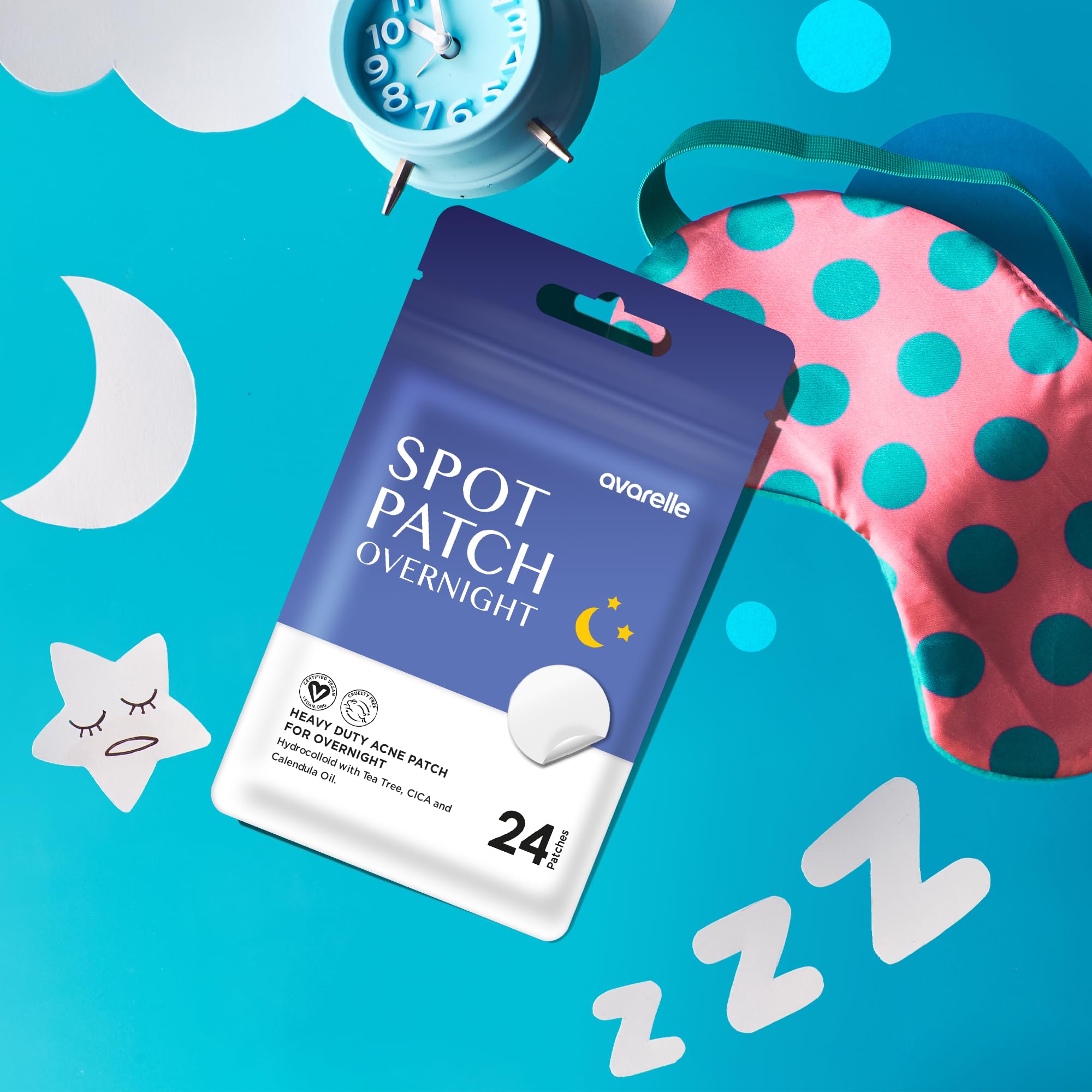 AVARELLE patches on bedside table ready for night use and protection
