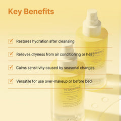 AVCA being spritzed over makeup illustrating refresh without smudging and added radiance