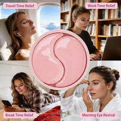 Woman relaxing with AveCera patches applied, illustrating soothing treatment