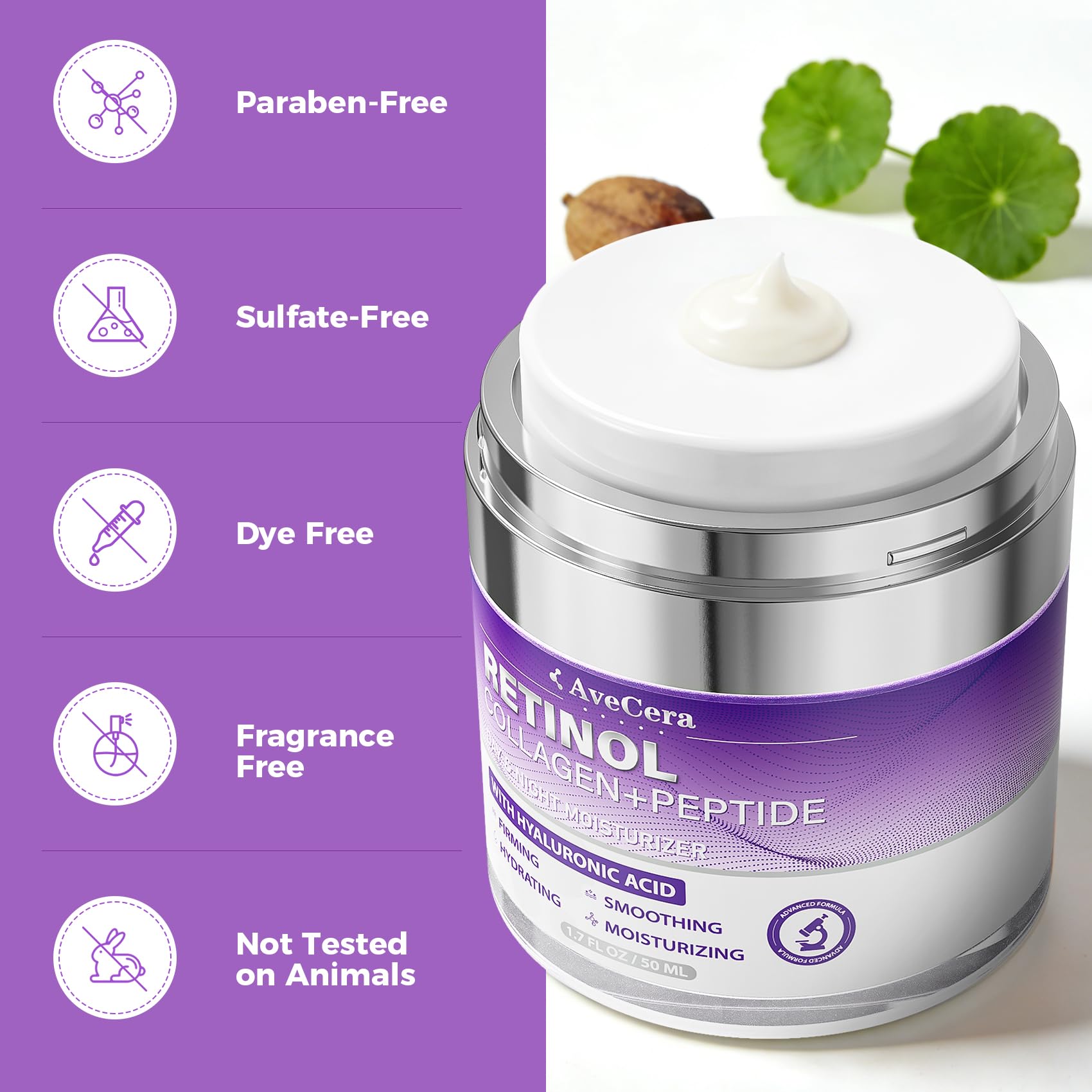 AveCera jar held in hand to show 1.7 fl oz scale and travel-friendly size