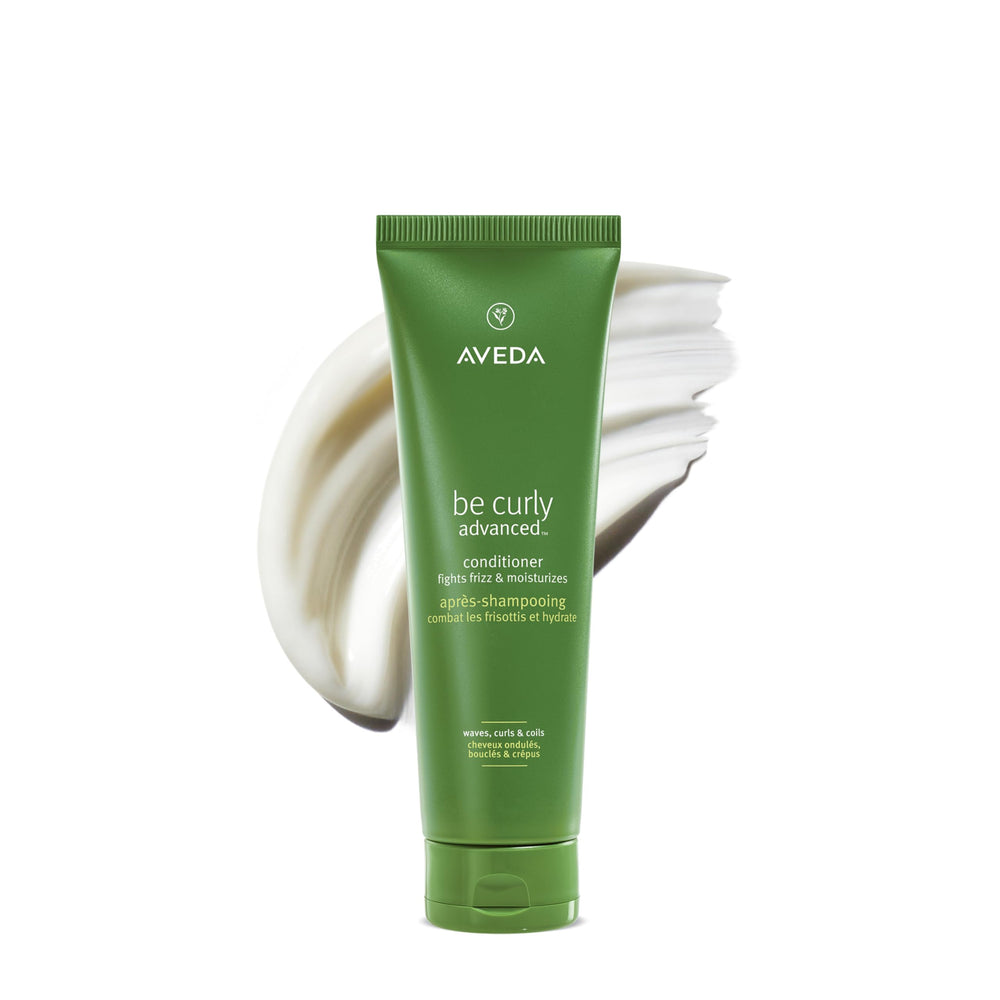Aveda Be Curly front bottle showing label and size benefits