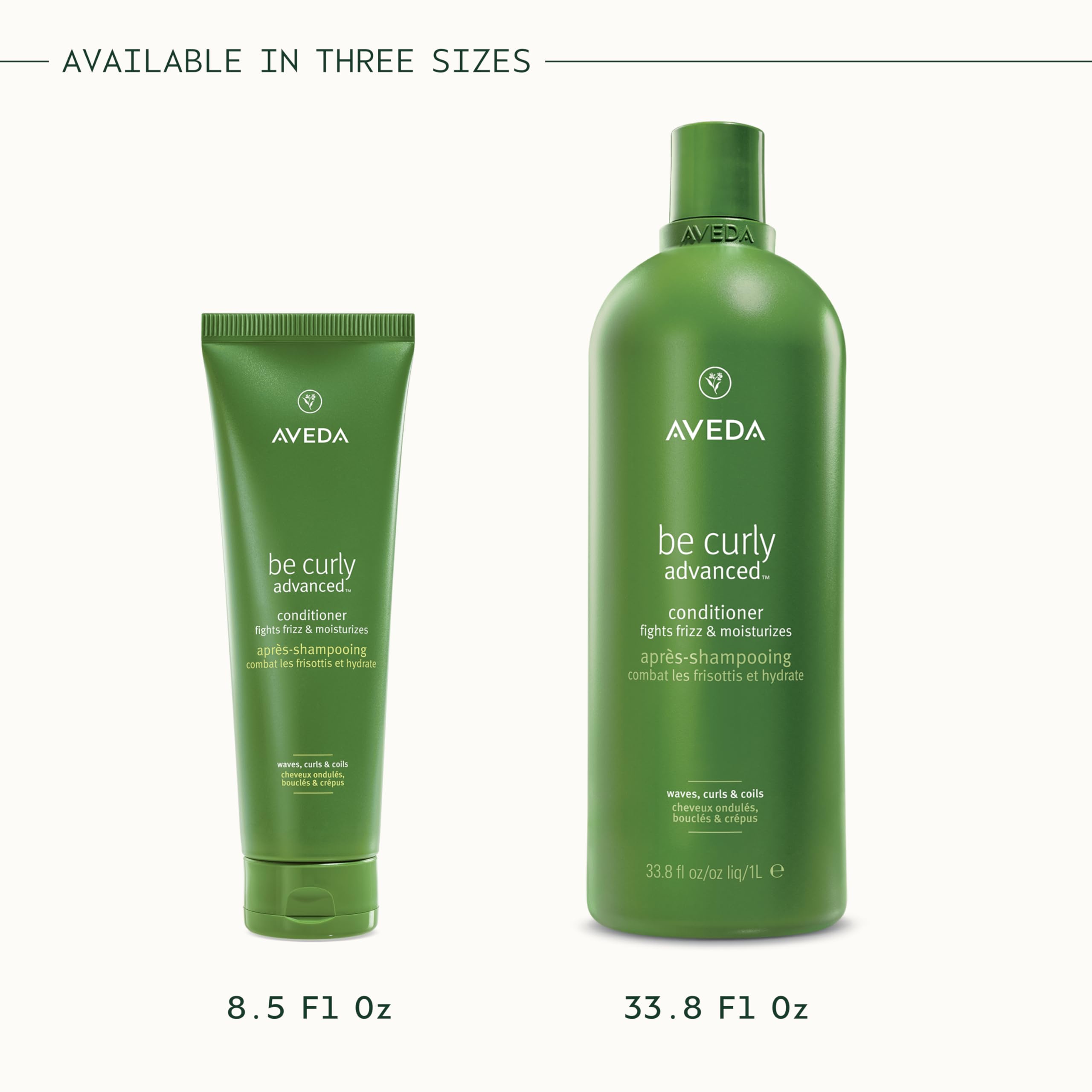 Aveda Be Curly bottle on bathroom shelf evoking daily routine